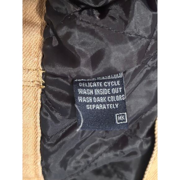 GUC GB Tan Button Front Sleeveless Hooded Vest Lined Machine Wash Size Large - Picture 4 of 5